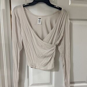 Avia Cream Long Sleeve Wrap Blouse